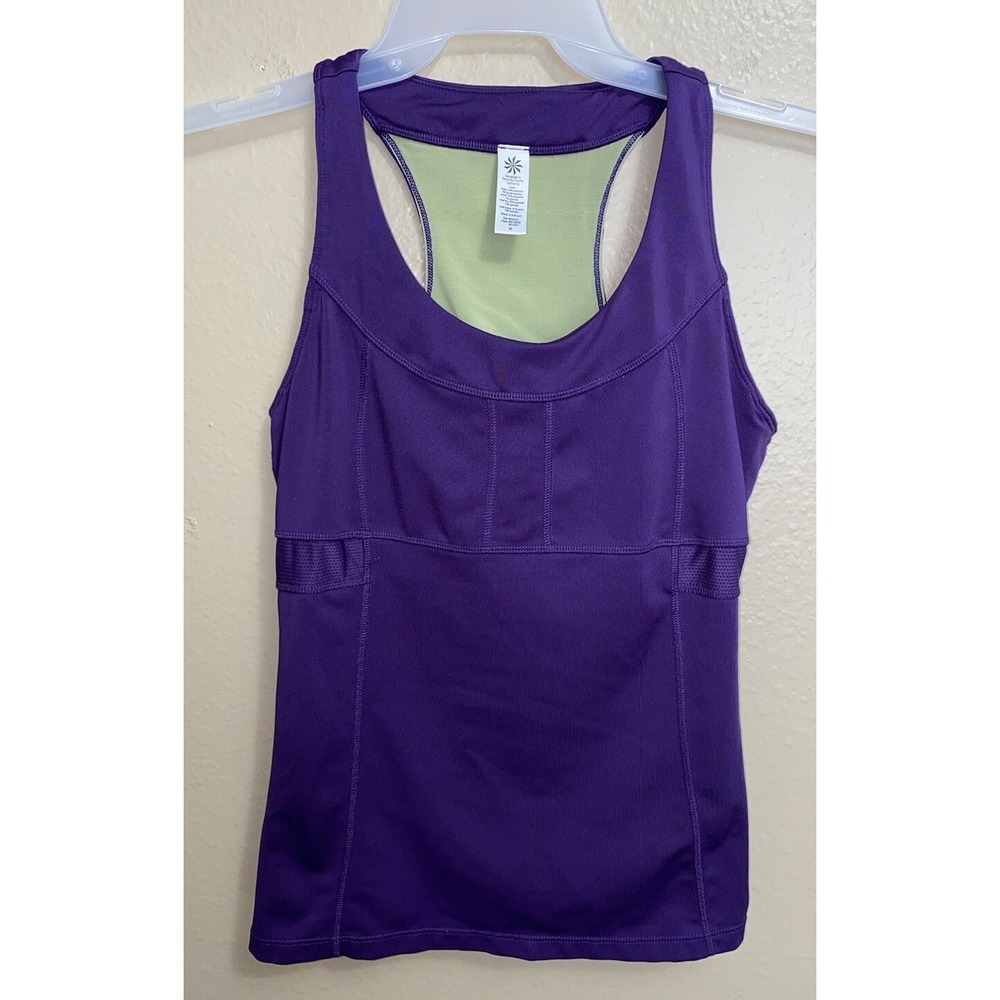 Athleta Active Athletic PR Tank Top Size Medium Purple Pocket Shelf Bra